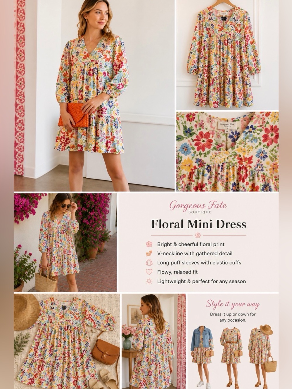 Gorgeous Fate boutique floral mini dress